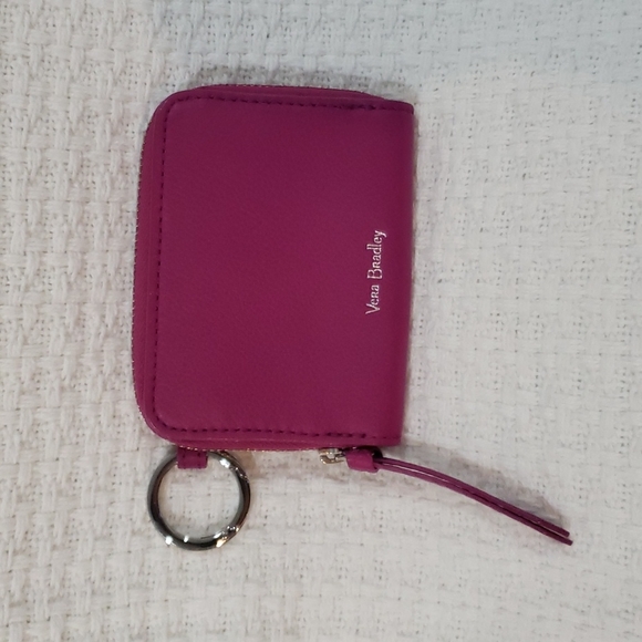 Vera Bradley Handbags - Vera Bradley RARE Leather RFID Petite Small Zip Card Case Wallet Wild Berry NWOT